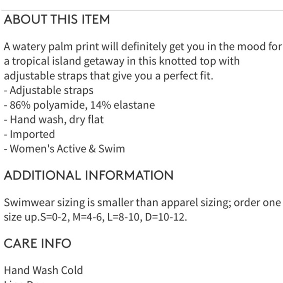 PQ Palmas Blue Tropical Knot Bikini Top Size Small S - Picture 10 of 10